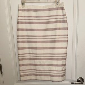 JCrew Striped Cream and Pink Women's Skirt